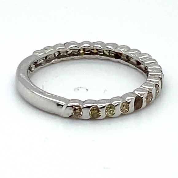 Fancy Colored Diamonds 1.02ct Solid 14K White Gold Eternity Ring - Picture 7 of 8
